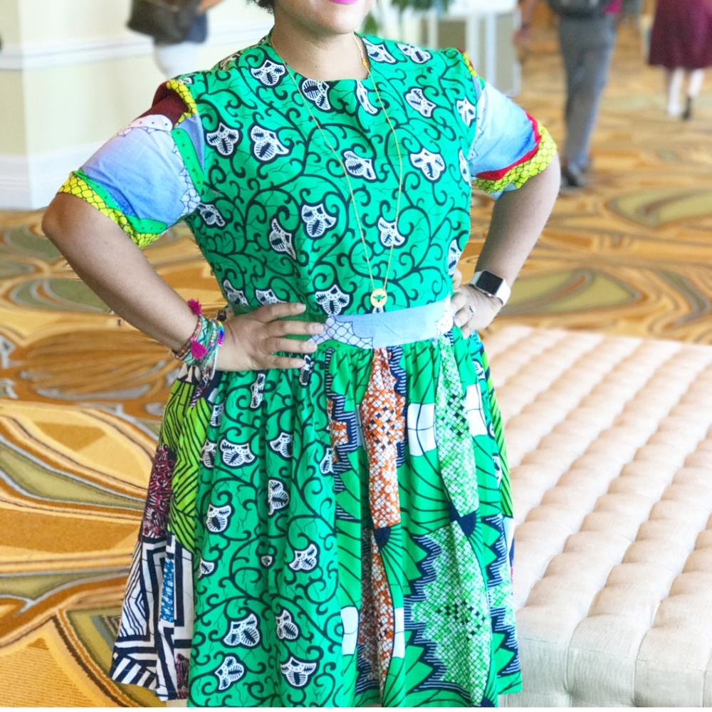 Green African print dress